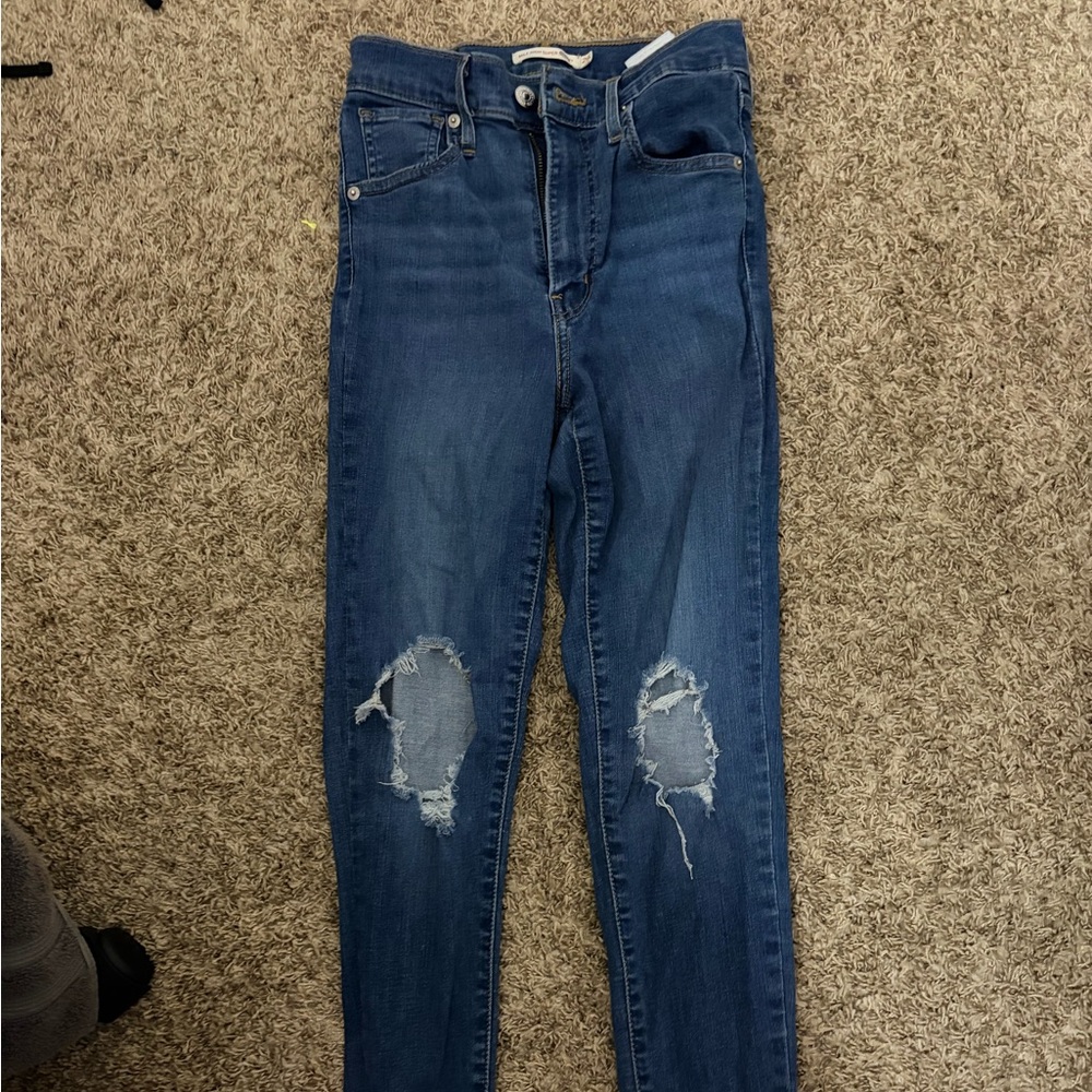 Levi's Dark Blue Ripped Skinny Jeans